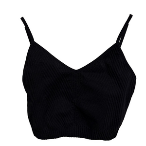 Spiritual Gangster Elegant Black Ribbed Women's Tank Top XS/S